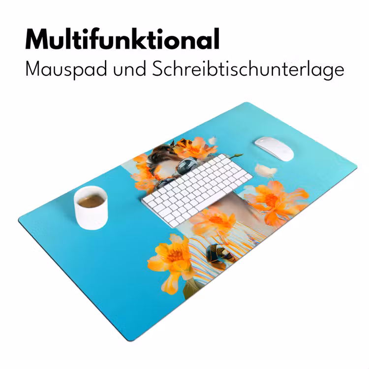 Bloemen - Vrouw - Zonnebril - Blauw Muismat XXL klein -ysfeer4_duits