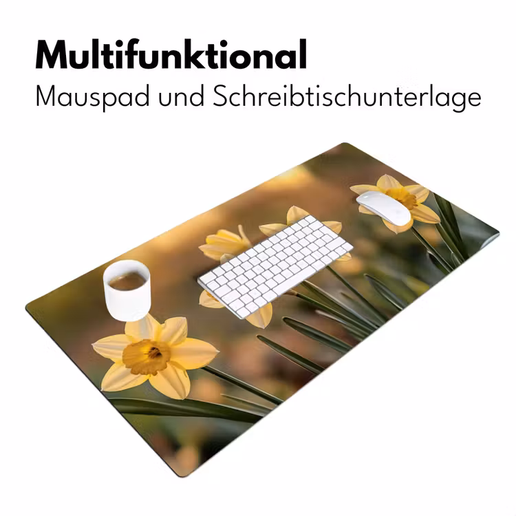 Bloemen - Geel - Wazig Muismat XXL klein -ysfeer4_duits