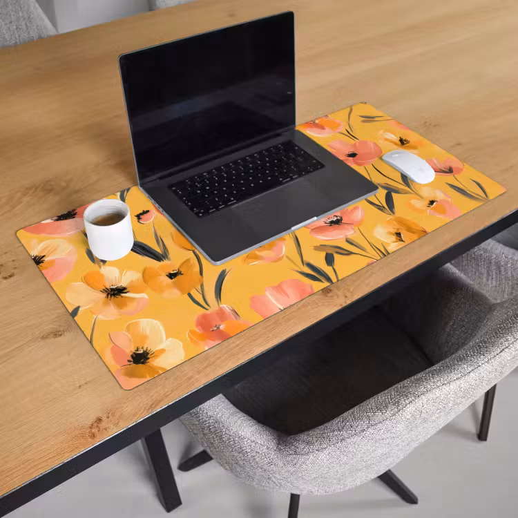 Bloemen - Geschilderd - Geel Muismat XXL klein -sfeer1