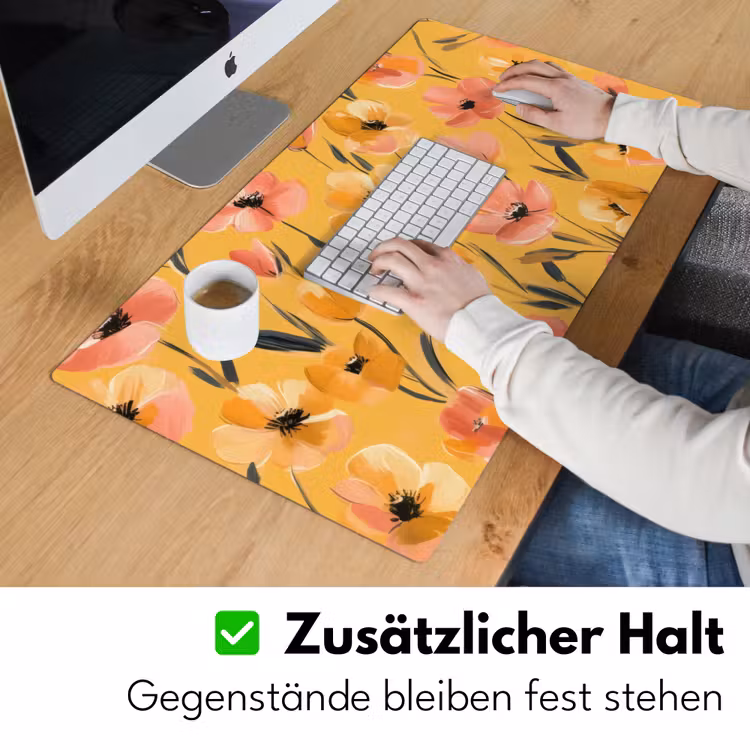 Bloemen - Geschilderd - Geel Muismat XXL klein -ysfeer3_duits