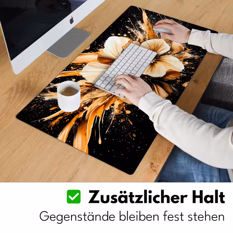 Bloemen - Goud - Graffiti - Zwart - Abstract Muismat XXL klein -ysfeer3_duits