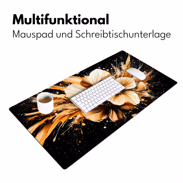 Bloemen - Goud - Graffiti - Zwart - Abstract Muismat XXL klein -ysfeer4_duits
