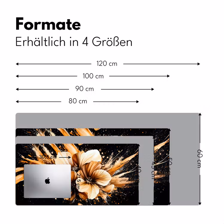 Bloemen - Goud - Graffiti - Zwart - Abstract Muismat XXL klein -ysfeer5_duits