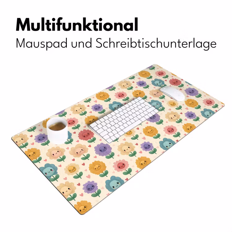 Bloemen - Hartjes - Kleurrijk Muismat XXL klein 681 -ysfeer4_duits