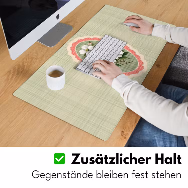 Bloemen - Illustratie - Geruit - Groen Muismat XXL klein -ysfeer3_duits