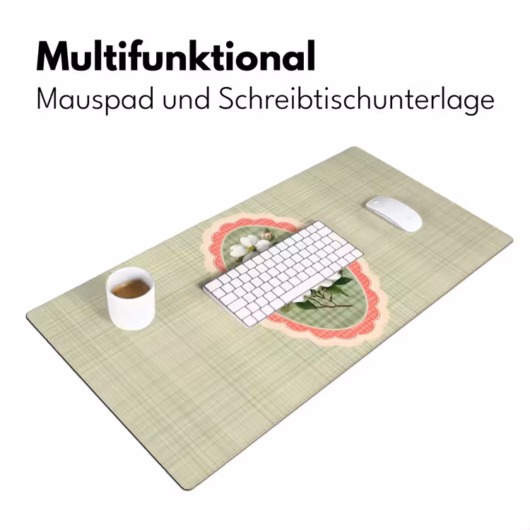 Bloemen - Illustratie - Geruit - Groen Muismat XXL klein -ysfeer4_duits