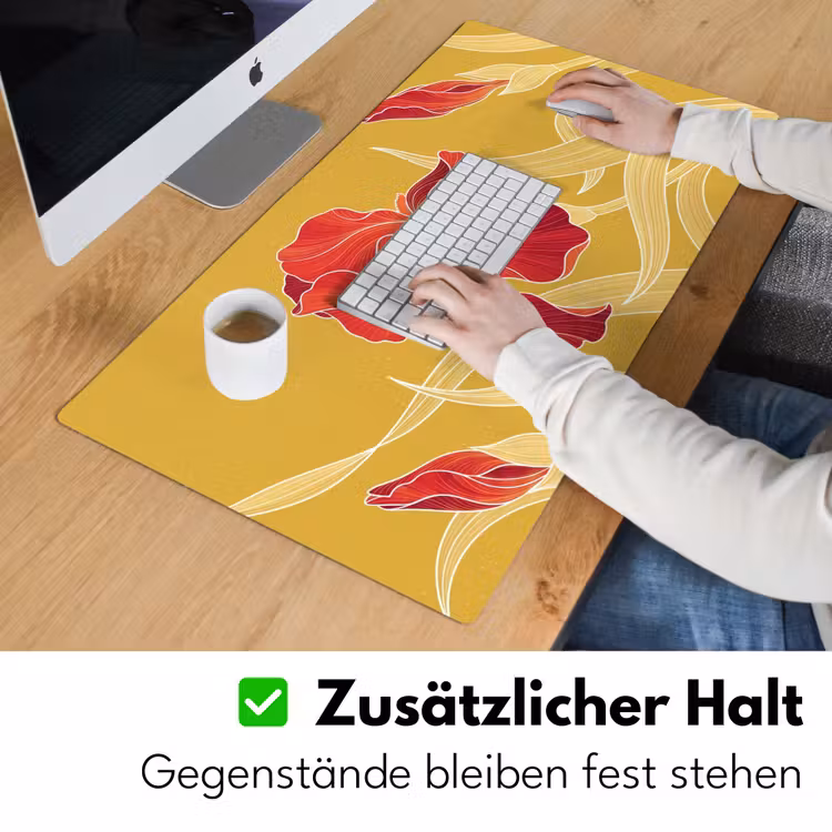 Schreibtischunterlage - Blumen – Illustration – Rot - Bloemen - Illustratie - Rood Muismat XXL klein
