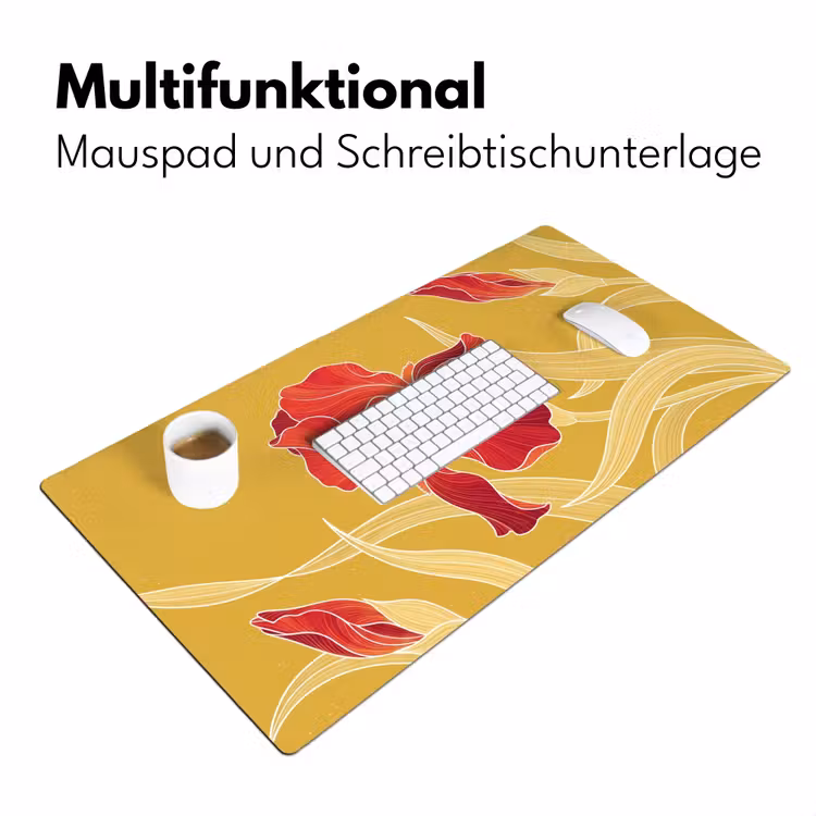 Schreibtischunterlage - Blumen – Illustration – Rot - Bloemen - Illustratie - Rood Muismat XXL klein