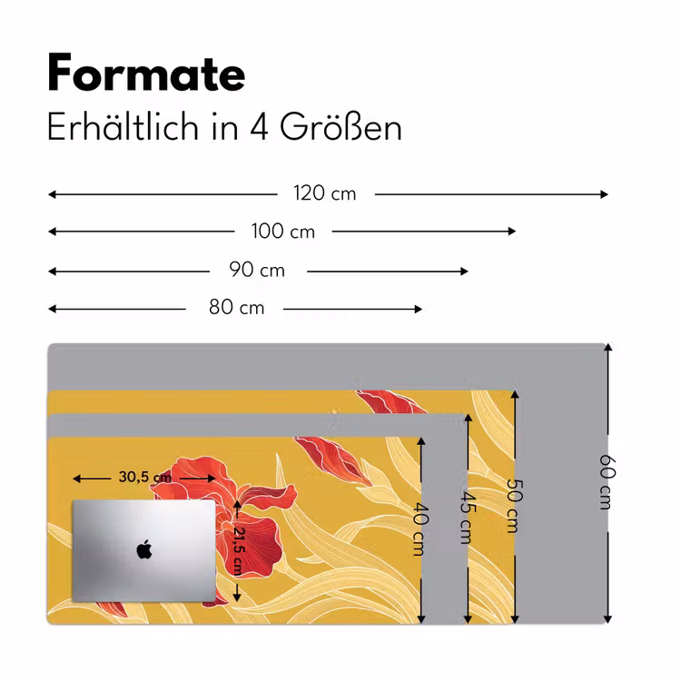 Schreibtischunterlage - Blumen – Illustration – Rot - Bloemen - Illustratie - Rood Muismat XXL klein