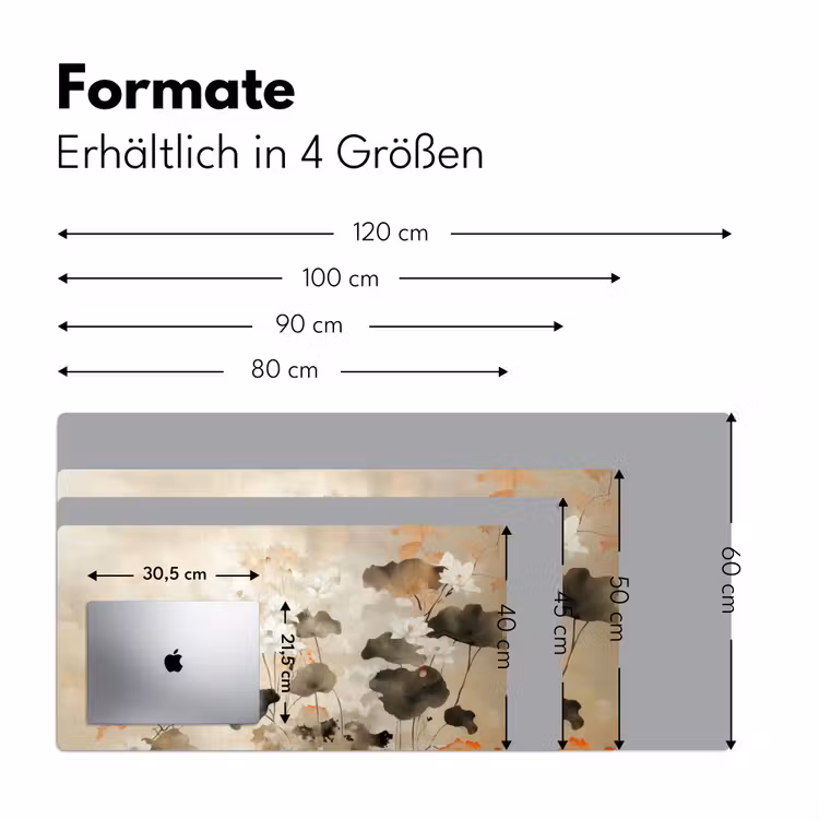 Bloemen - Japandi - Wabi sabi Muismat XXL klein -ysfeer5_duits
