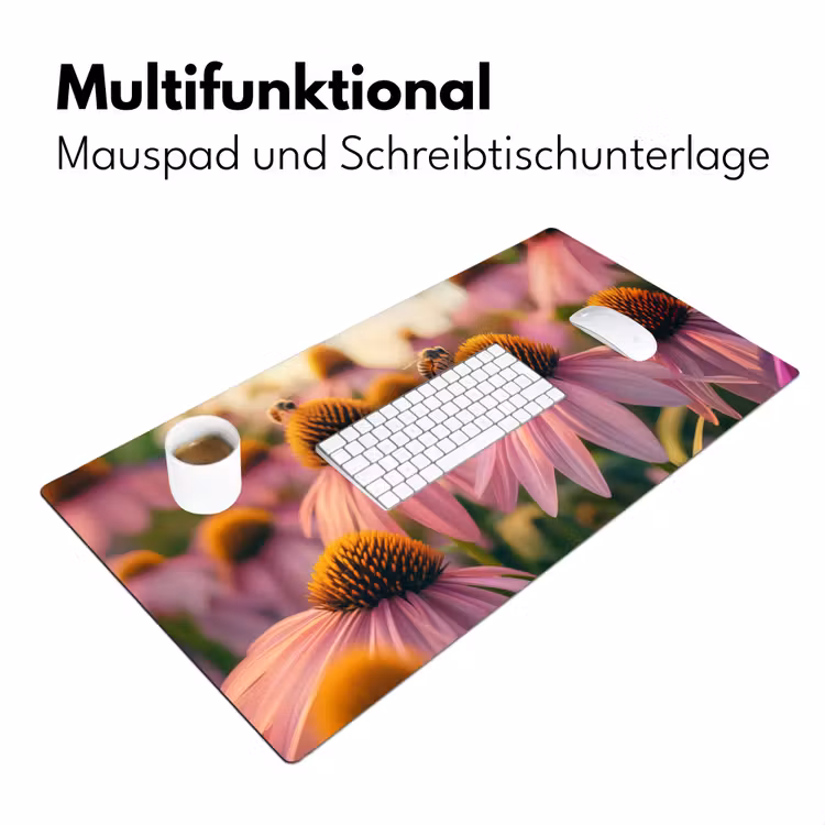 Bloemen - Paars - Bijen Muismat XXL klein -ysfeer4_duits