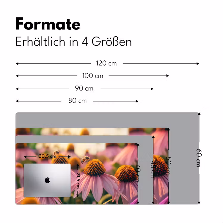 Bloemen - Paars - Bijen Muismat XXL klein -ysfeer5_duits