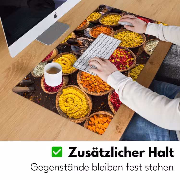 Schreibtischunterlage - Blumen – Markt – Bunt - Bloemen - Markt - Kleurrijk Muismat XXL klein