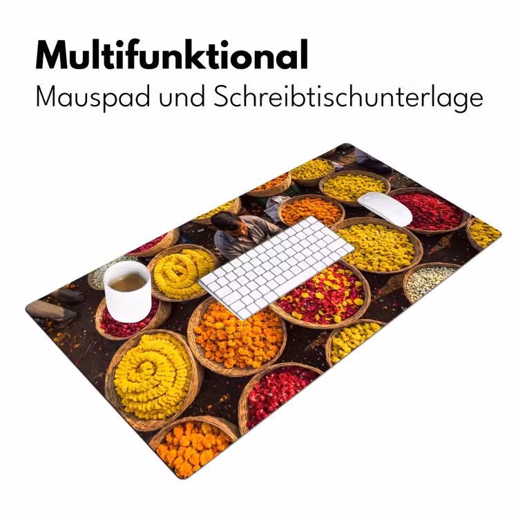 Schreibtischunterlage - Blumen – Markt – Bunt - Bloemen - Markt - Kleurrijk Muismat XXL klein