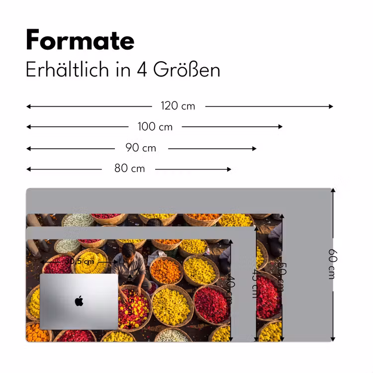 Schreibtischunterlage - Blumen – Markt – Bunt - Bloemen - Markt - Kleurrijk Muismat XXL klein