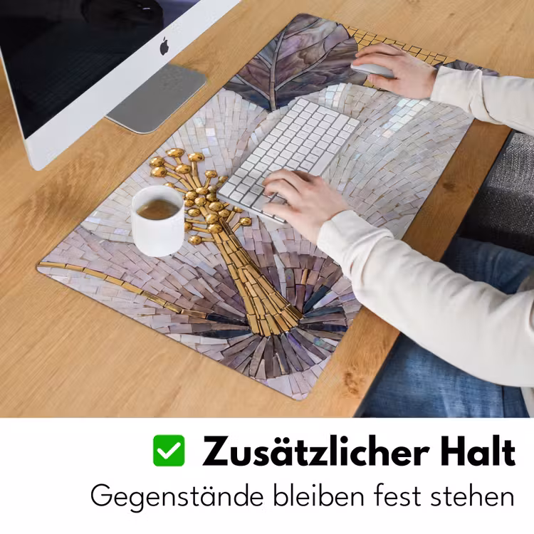 Bloemen - Mozaïek - Kunst - Modern - Goud Muismat XXL klein -ysfeer3_duits