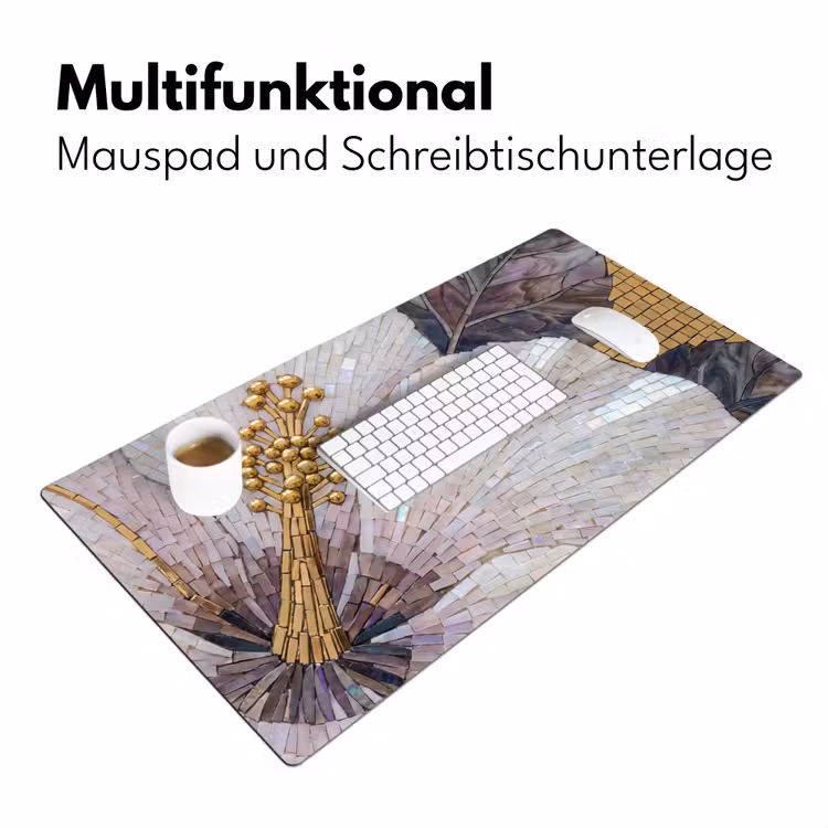 Bloemen - Mozaïek - Kunst - Modern - Goud Muismat XXL klein -ysfeer4_duits