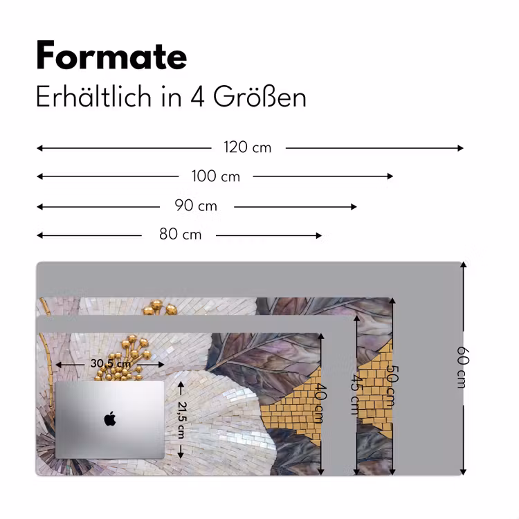 Bloemen - Mozaïek - Kunst - Modern - Goud Muismat XXL klein -ysfeer5_duits