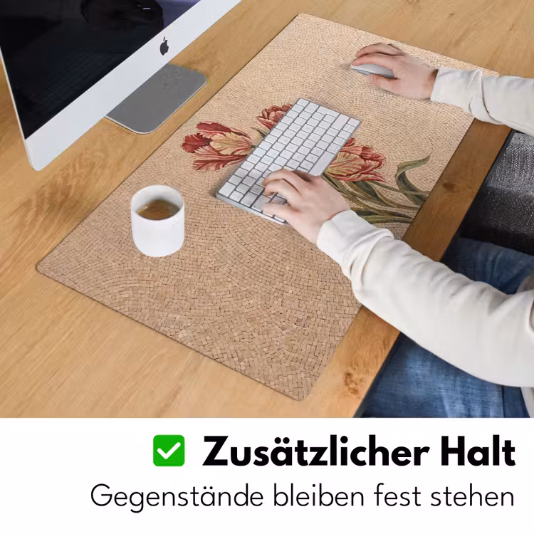 Bloemen - Mozaïek - Rood - Groen - Kunst Muismat XXL klein -ysfeer3_duits