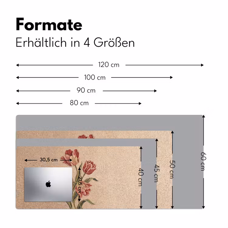 Bloemen - Mozaïek - Rood - Groen - Kunst Muismat XXL klein -ysfeer5_duits