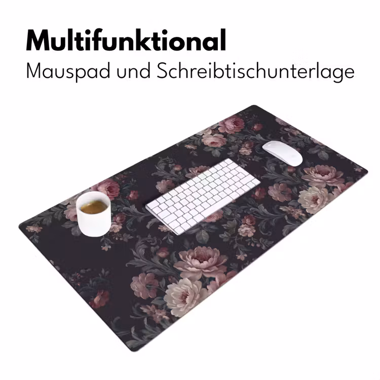 Bloemen - Patroon - Sierlijk - Roze - Donker Muismat XXL klein -ysfeer4_duits
