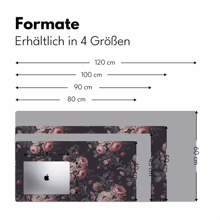 Bloemen - Patroon - Sierlijk - Roze - Donker Muismat XXL klein -ysfeer5_duits