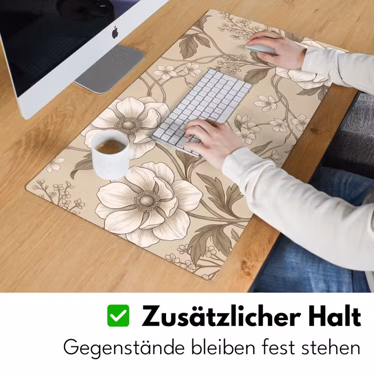 Bloemen - Patroon - Beige Muismat XXL klein -ysfeer3_duits