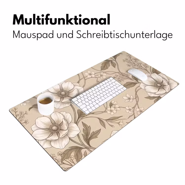 Bloemen - Patroon - Beige Muismat XXL klein -ysfeer4_duits