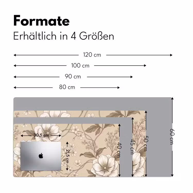 Bloemen - Patroon - Beige Muismat XXL klein -ysfeer5_duits