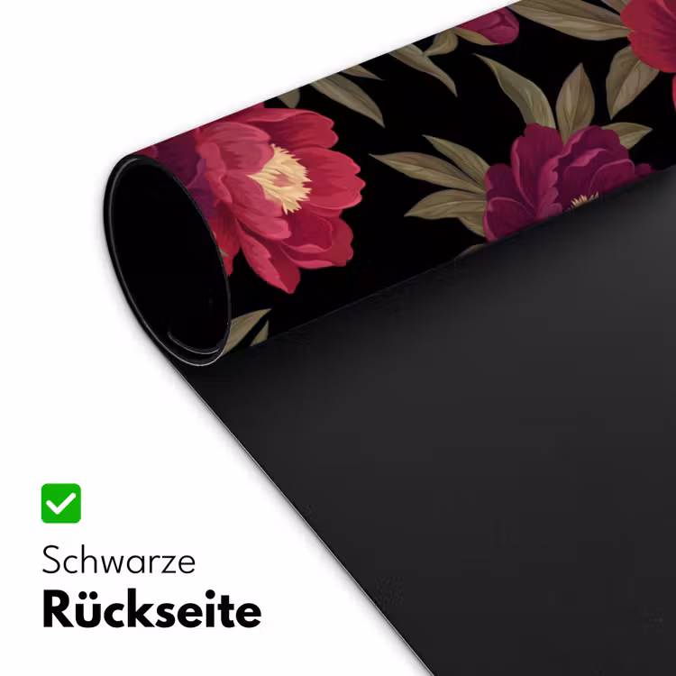 Bloemen - Patroon - Botanisch - Rood - Zwart Muismat XXL klein -ysfeer2_duits