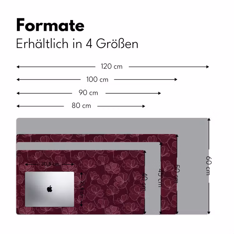 Bloemen - Patroon - Bordeauxrood Muismat XXL klein 681 -ysfeer5_duits