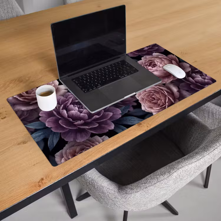 Bloemen - Patroon - Donker - Botanisch - Paars Muismat XXL klein -sfeer1