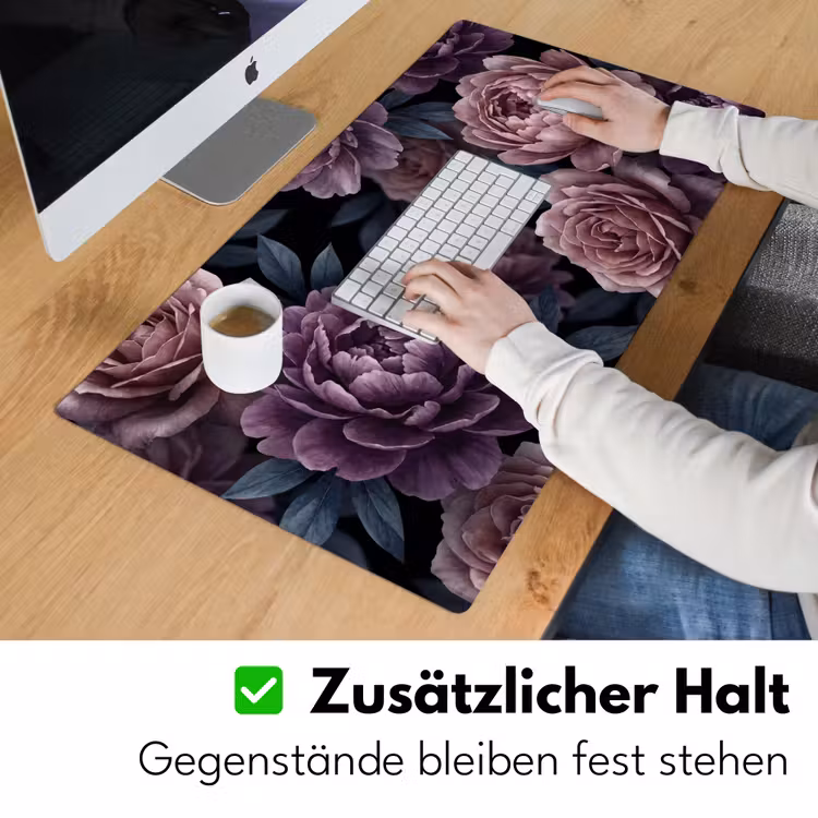 Bloemen - Patroon - Donker - Botanisch - Paars Muismat XXL klein -ysfeer3_duits