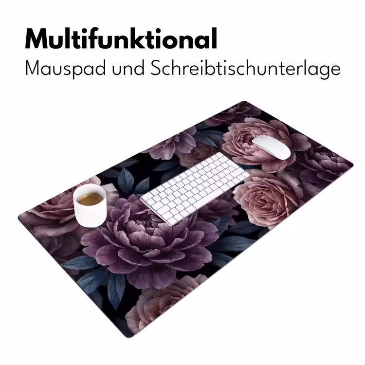 Bloemen - Patroon - Donker - Botanisch - Paars Muismat XXL klein -ysfeer4_duits