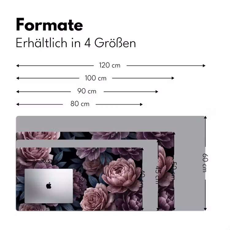 Bloemen - Patroon - Donker - Botanisch - Paars Muismat XXL klein -ysfeer5_duits