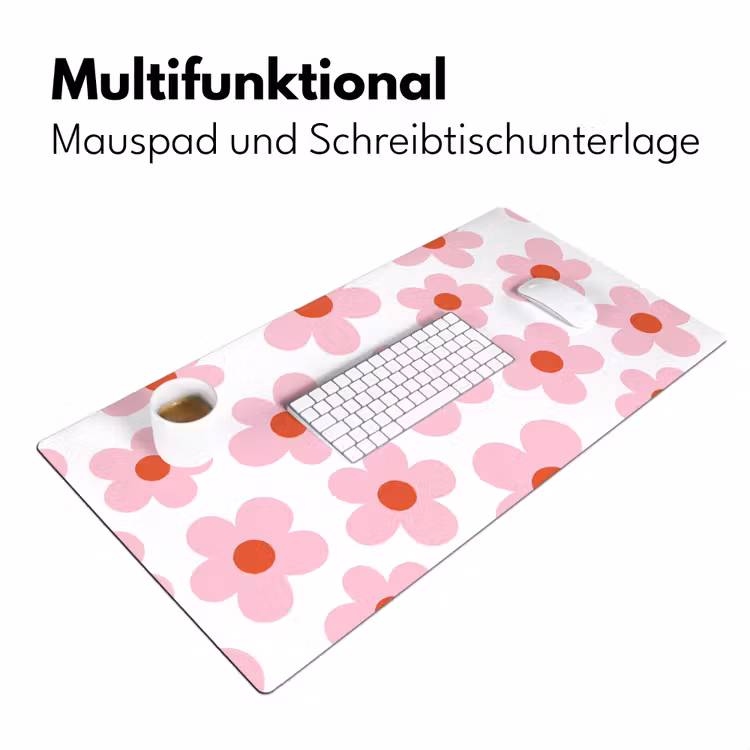 Bloemen - Patroon - Modern - Roze - Wit Muismat XXL klein -ysfeer4_duits