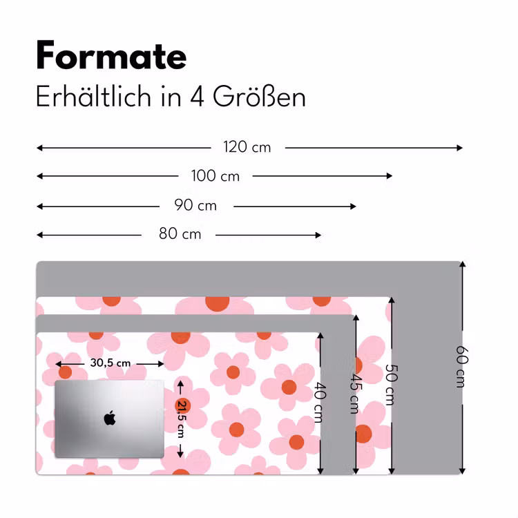 Bloemen - Patroon - Modern - Roze - Wit Muismat XXL klein -ysfeer5_duits