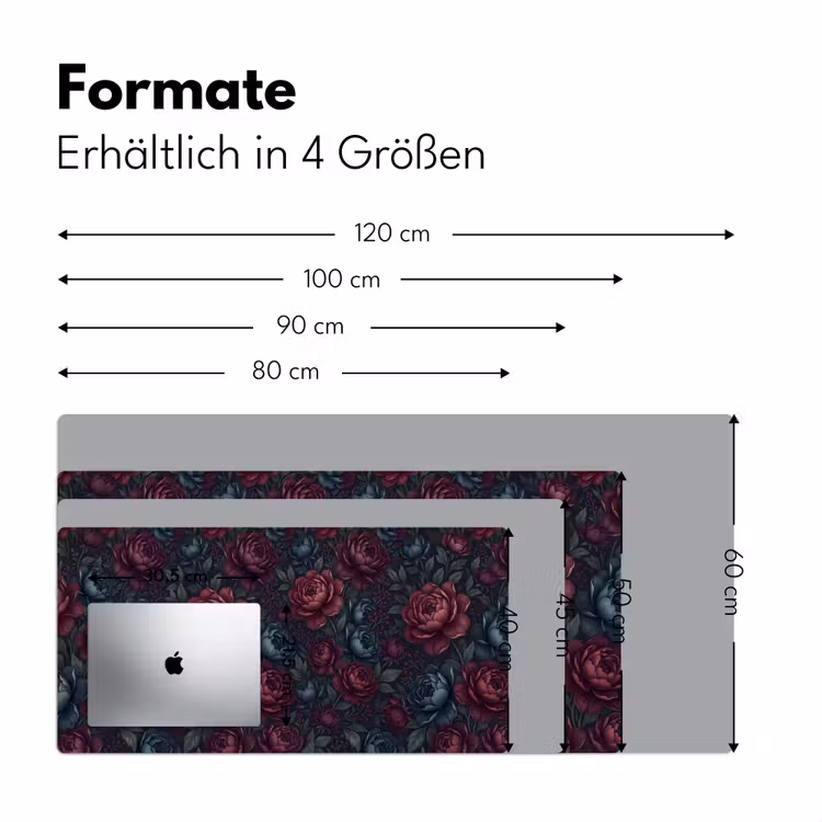Bloemen - Patroon - Natuur - Klassiek - Donker Muismat XXL klein -ysfeer5_duits