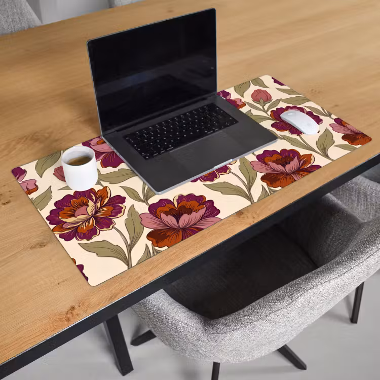 Schreibtischunterlage - Blumen – Muster – Natur – Modern – Lila - Bloemen - Patroon - Natuur - Modern - Paars Muismat XXL klein