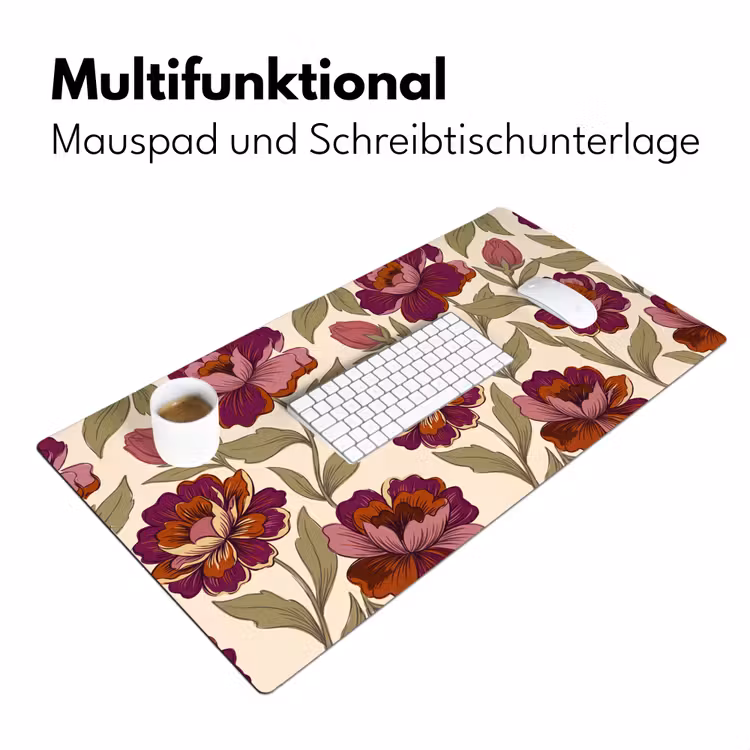 Schreibtischunterlage - Blumen – Muster – Natur – Modern – Lila - Bloemen - Patroon - Natuur - Modern - Paars Muismat XXL klein