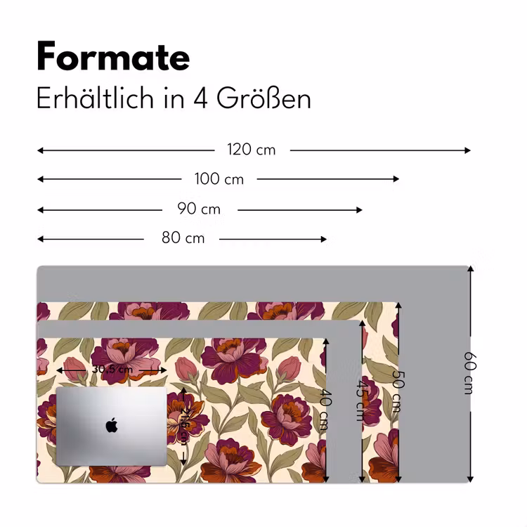 Schreibtischunterlage - Blumen – Muster – Natur – Modern – Lila - Bloemen - Patroon - Natuur - Modern - Paars Muismat XXL klein