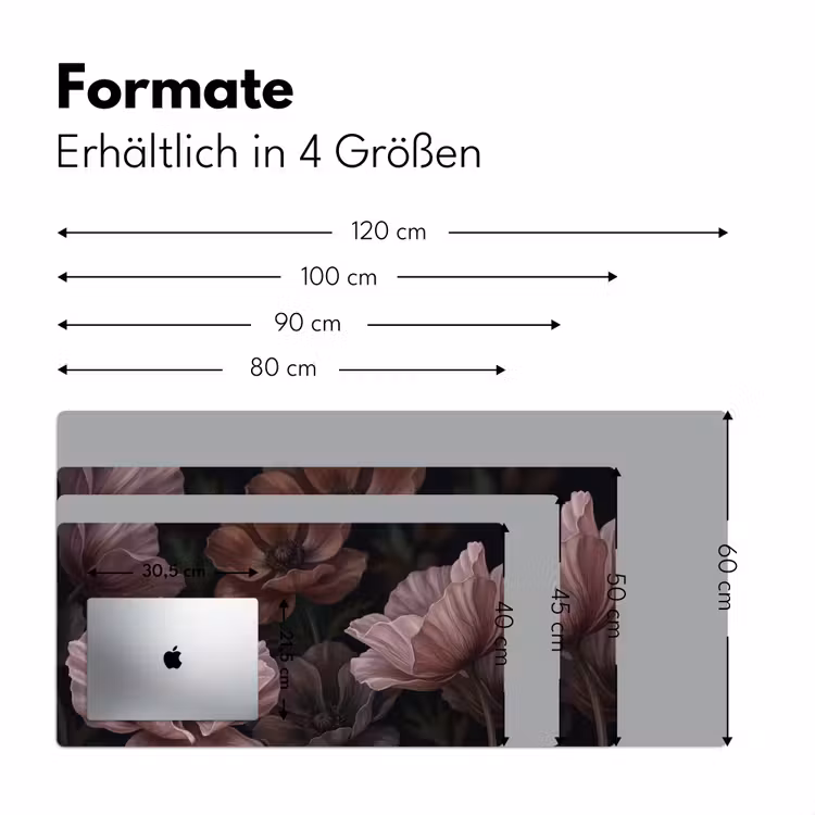 Bloemen - Natuur - Roze - Donker - Modern Muismat XXL klein -ysfeer5_duits