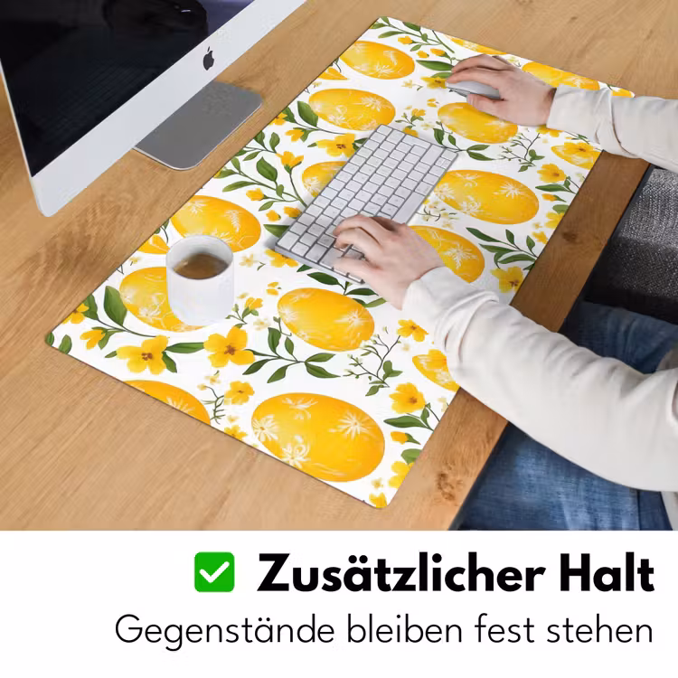 Bloemen - Paaseieren - Geel Muismat XXL klein -ysfeer3_duits
