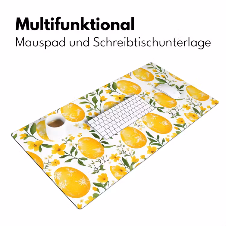 Bloemen - Paaseieren - Geel Muismat XXL klein -ysfeer4_duits