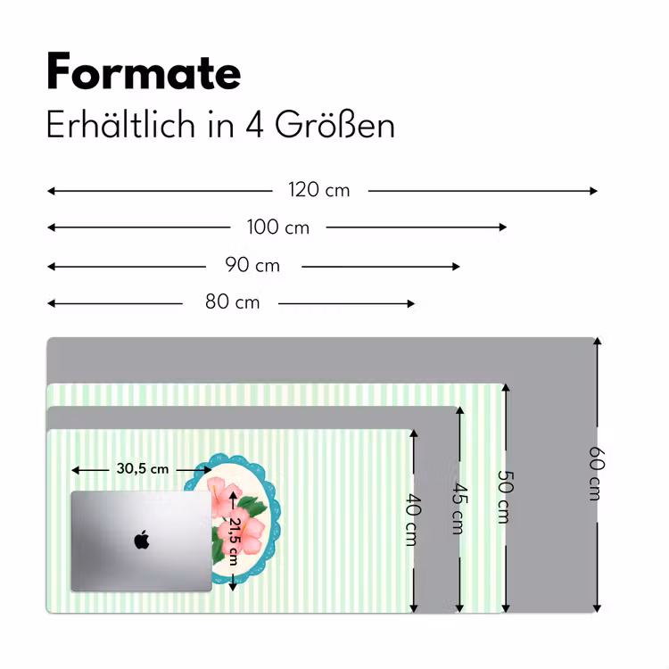 Bloemen - Ovaal - Strepen - Groen Muismat XXL klein -ysfeer5_duits