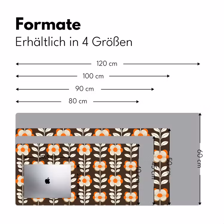Bloemen - Retro - Bruin Muismat XXL klein 681 -ysfeer5_duits