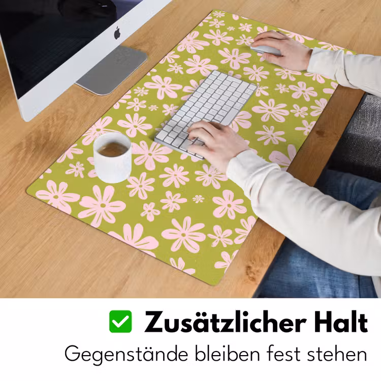 Bloemen - Roze - Getekend - Patroon Muismat XXL klein -ysfeer3_duits