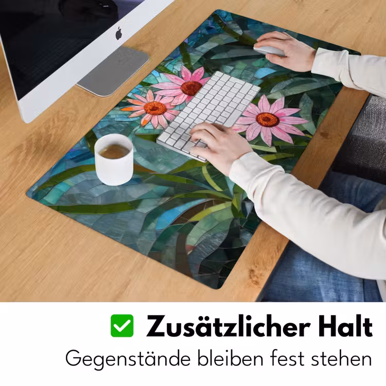 Bloemen - Roze - Glasmozaïek Muismat XXL klein -ysfeer3_duits