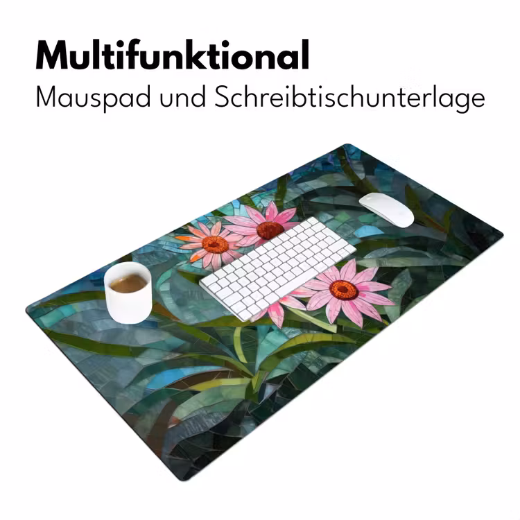 Bloemen - Roze - Glasmozaïek Muismat XXL klein -ysfeer4_duits
