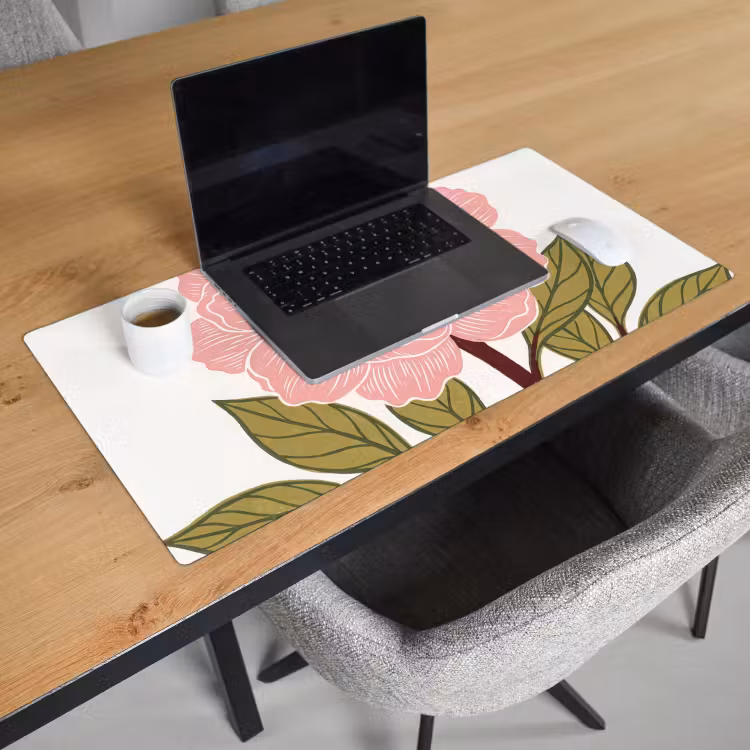 Schreibtischunterlage - Blumen – Rosa – Illustration - Bloemen - Roze - Illustratie Muismat XXL klein